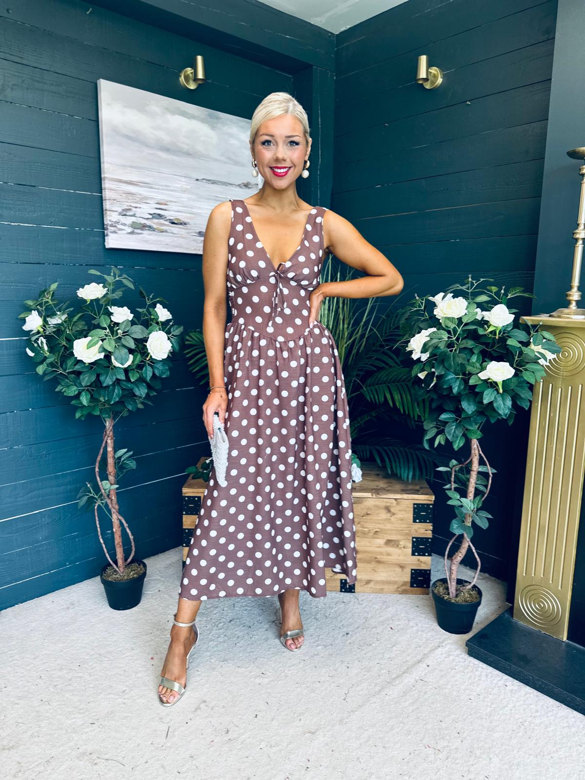 Jordyn Banded Midi Dress Chocolate