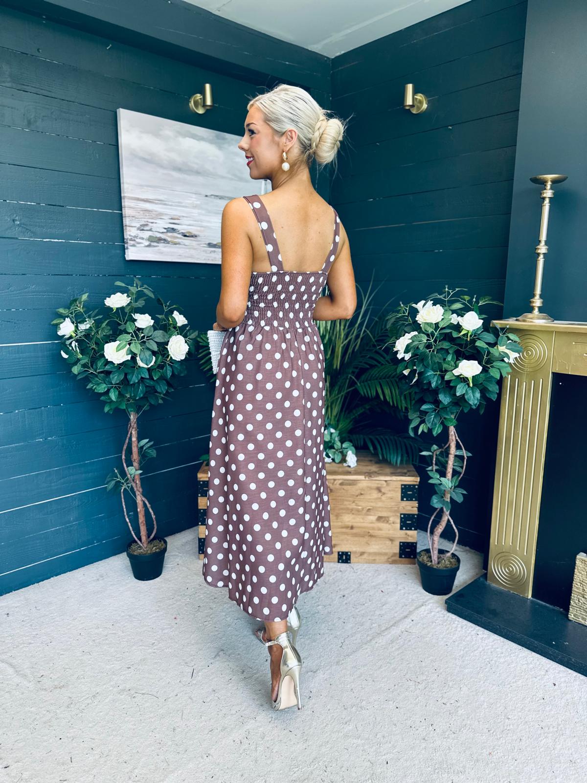 Jordyn Banded Midi Dress Chocolate