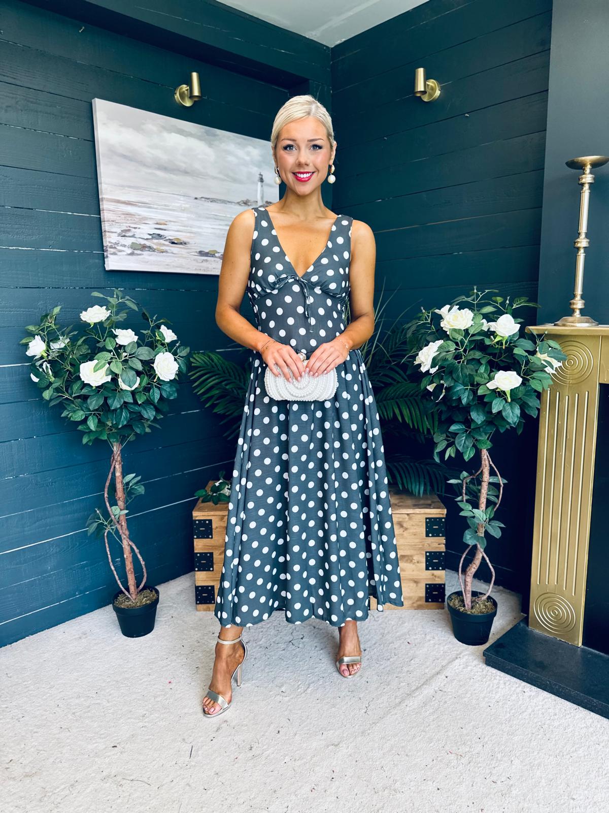 Jordyn Banded Midi Dress Khaki