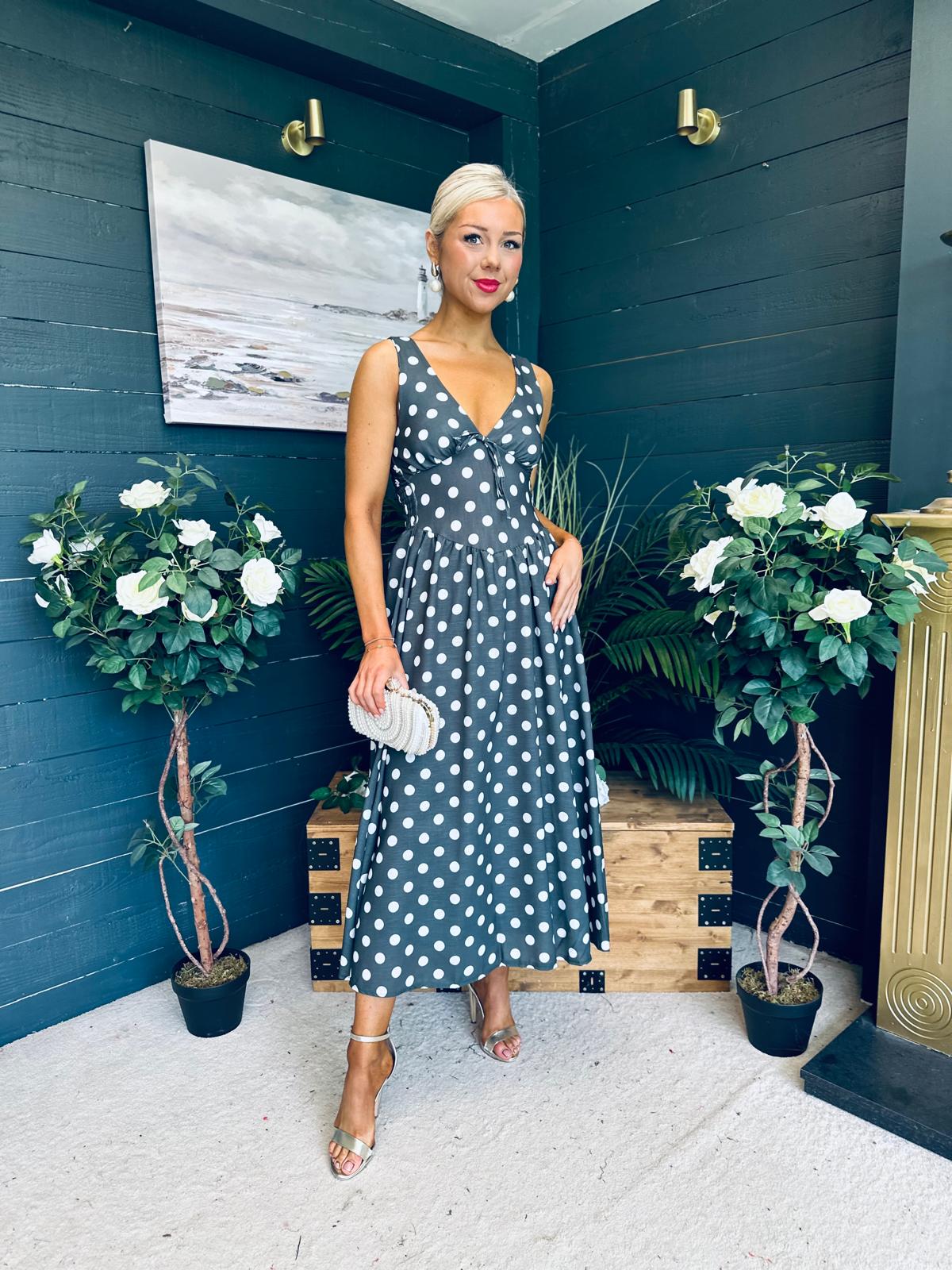 Jordyn Banded Midi Dress Khaki