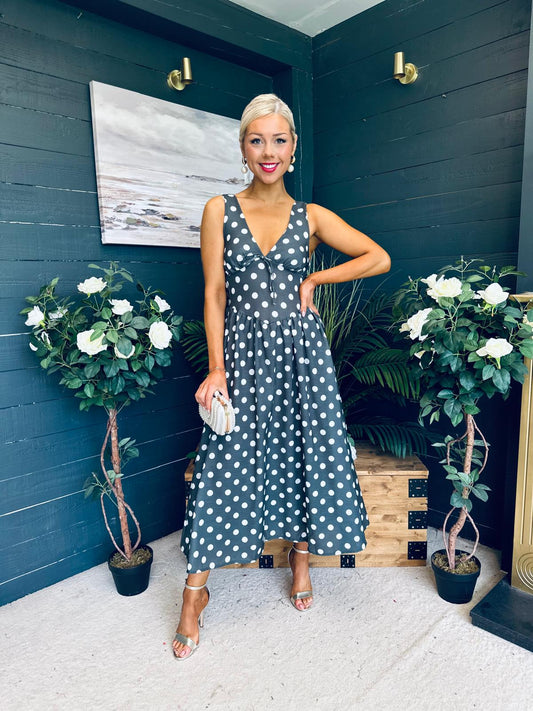 Jordyn Banded Midi Dress Khaki