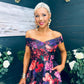 Daphne Off The Shoulder Skater Midi Dress Dark Floral