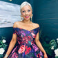 Daphne Off The Shoulder Skater Midi Dress Dark Floral