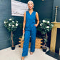 Bobbi Waistcoat & Jo Trouser Set Petrol Blue
