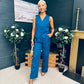 Bobbi Waistcoat & Jo Trouser Set Petrol Blue