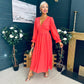 Cliona Banded Midi Dress Coral