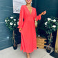 Cliona Banded Midi Dress Coral