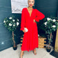Cliona Banded Midi Dress Red
