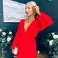 Cliona Banded Midi Dress Red