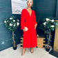 Cliona Banded Midi Dress Red