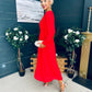 Cliona Banded Midi Dress Red