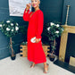 Cliona Banded Midi Dress Red