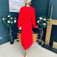 Cliona Banded Midi Dress Red