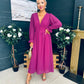 Cliona Banded Midi Dress Berry