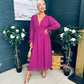 Cliona Banded Midi Dress Berry