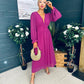 Cliona Banded Midi Dress Berry