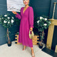 Cliona Banded Midi Dress Berry