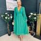 Cliona Banded Midi Dress Emerald