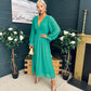 Cliona Banded Midi Dress Emerald