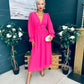 Cliona Banded Midi Dress Fuchsia