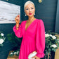 Cliona Banded Midi Dress Fuchsia