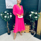 Cliona Banded Midi Dress Fuchsia