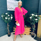 Cliona Banded Midi Dress Fuchsia