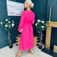 Cliona Banded Midi Dress Fuchsia