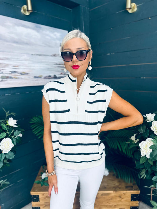 Lorna Half Zip Vest White