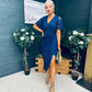 Natasha Angel Sleeve Midi Dress In Navy Lace