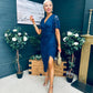 Natasha Angel Sleeve Midi Dress In Navy Lace