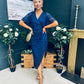 Natasha Angel Sleeve Midi Dress In Navy Lace