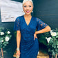 Natasha Angel Sleeve Midi Dress In Navy Lace
