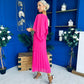 Jennifer Cape Detail Occasion Dress Fuchsia