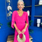 Jennifer Cape Detail Occasion Dress Fuchsia