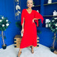 Jennifer Cape Detail Occasion Dress Red