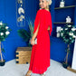 Jennifer Cape Detail Occasion Dress Red