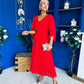 Jennifer Cape Detail Occasion Dress Red