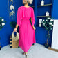 Jennifer Cape Detail Occasion Dress Fuchsia