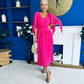 Jennifer Cape Detail Occasion Dress Fuchsia