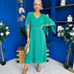 Jennifer Cape Detail Occasion Dress Green