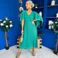 Jennifer Cape Detail Occasion Dress Green