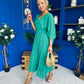 Jennifer Cape Detail Occasion Dress Green