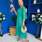 Jennifer Cape Detail Occasion Dress Green