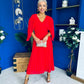 Jennifer Cape Detail Occasion Dress Red