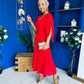 Jennifer Cape Detail Occasion Dress Red