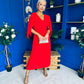 Jennifer Cape Detail Occasion Dress Red