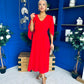 Jennifer Cape Detail Occasion Dress Red