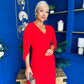 Jennifer Cape Detail Occasion Dress Red