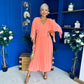 Jennifer Cape Detail Occasion Dress Peach